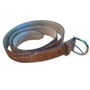 Justin Top Grain Leather Western Belt Brown Made USA Size 48 Cowboy